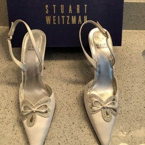 Stuart Weitzman white satin dress shoe size 8 1/2M